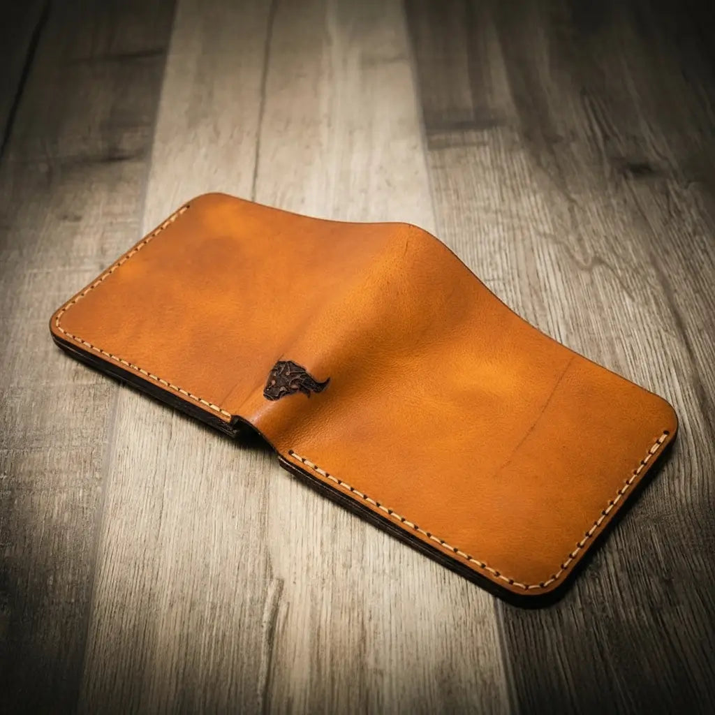 Handmade Full-Grain Leather Badge Bifold Wallet for Law Enforcement — Badge Bifold Wallet