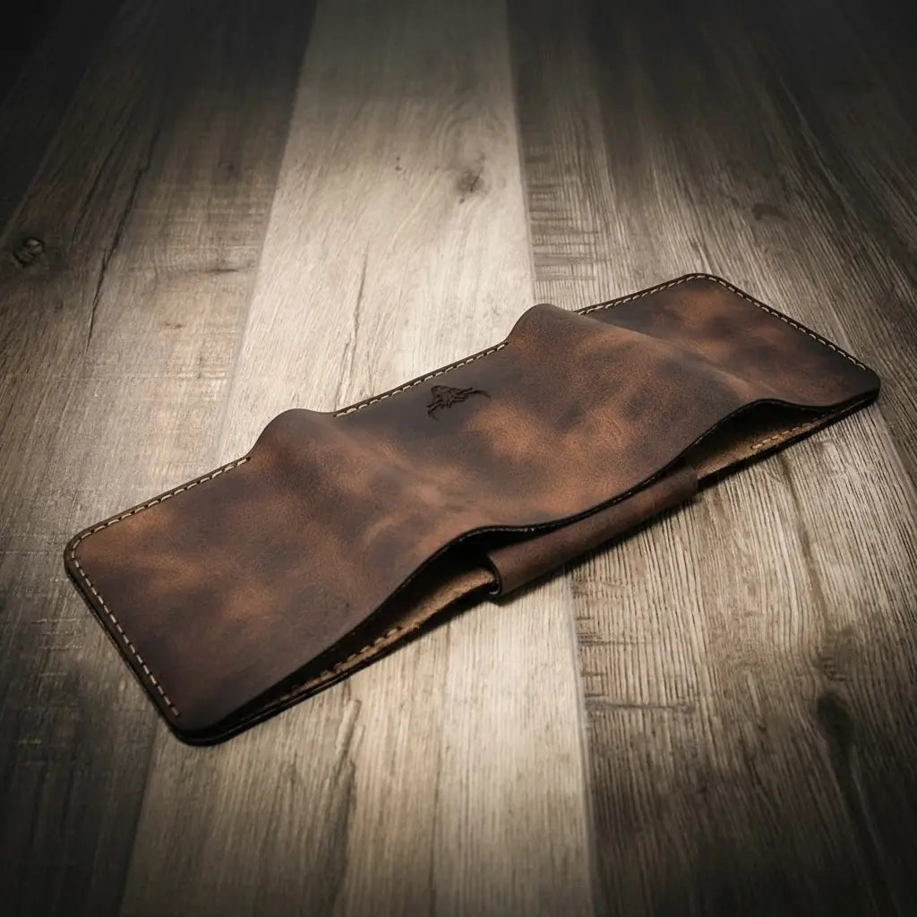 Handmade Full-Grain Leather Badge Trifold Wallet for Law Enforcement — Badge Trifold Wallet