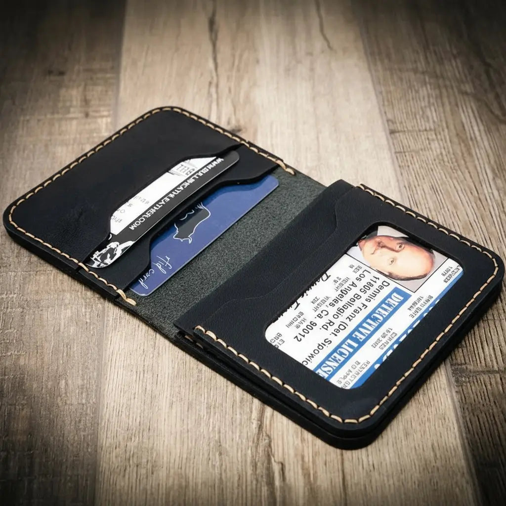 Handmade Full-Grain Leather Badge Wallet for Law Enforcement — Minimalist Badge Wallet