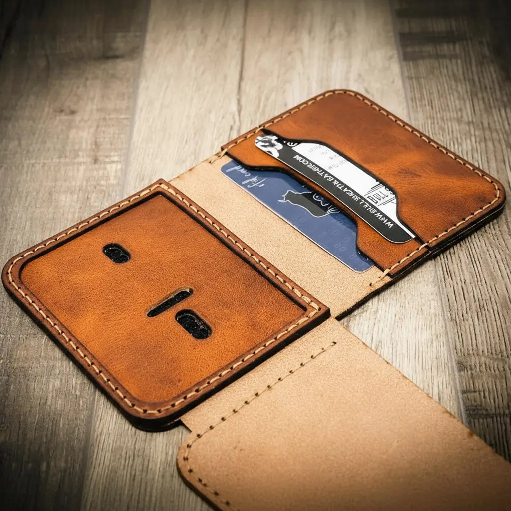 Handmade Full-Grain Leather Badge Wallet for Law Enforcement — Minimalist Badge Wallet