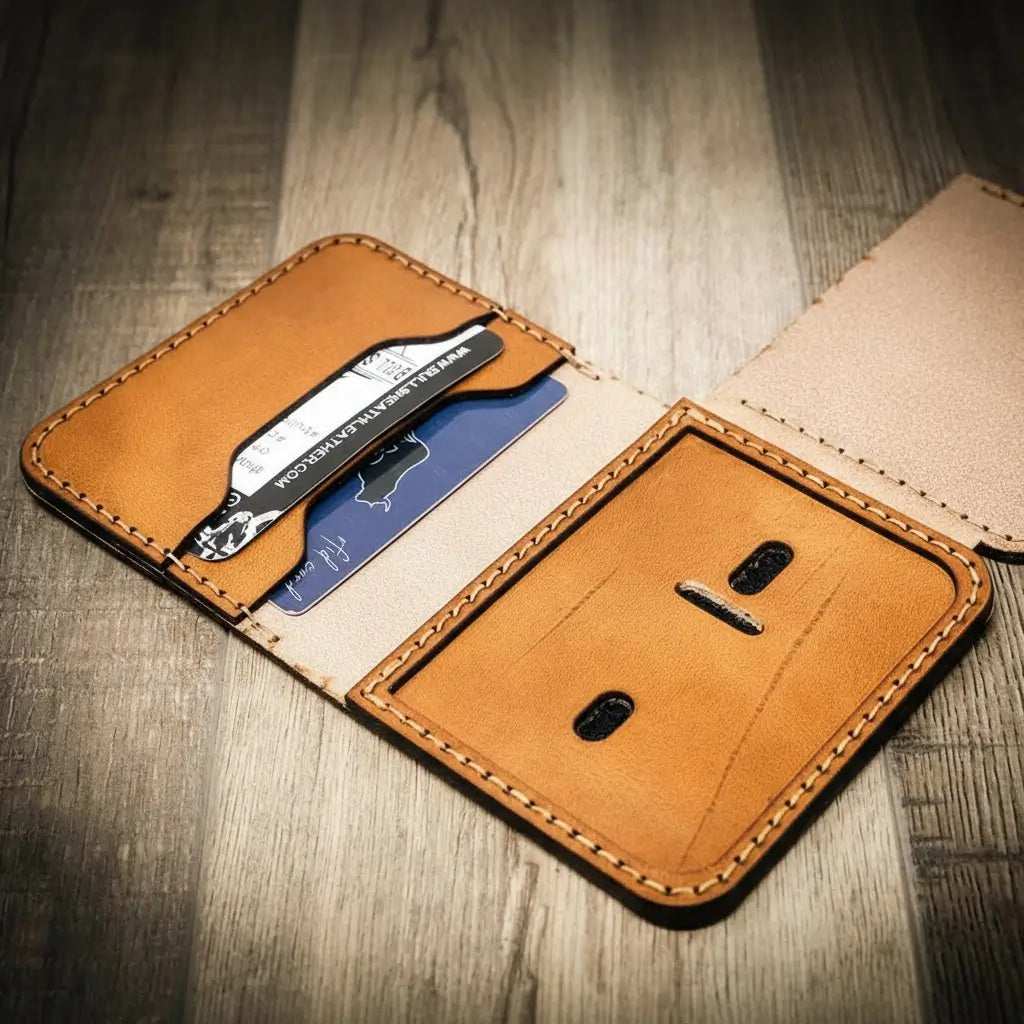 Handmade Full-Grain Leather Badge Wallet for Law Enforcement — Minimalist Badge Wallet