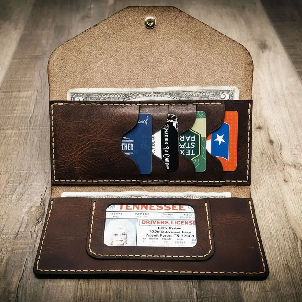 Handmade Full-Grain Leather Wallet — Sugar Land Clutch Wallet