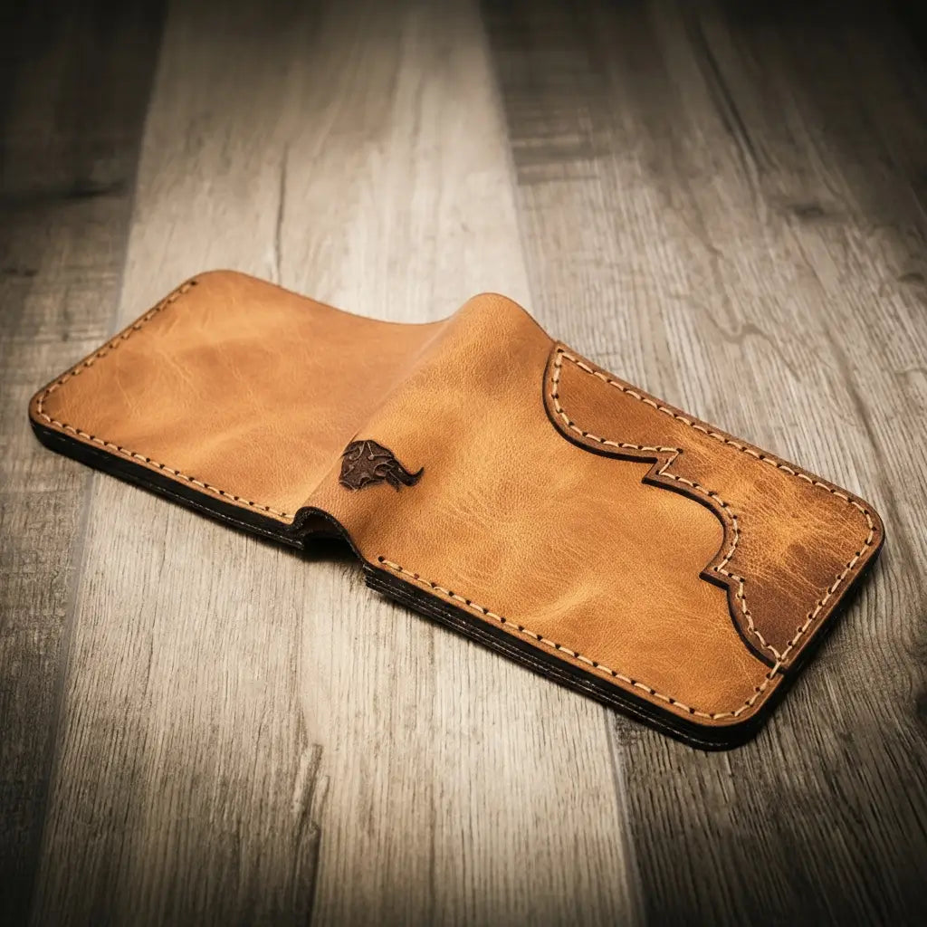 Handmade Full-Grain Leather Bifold Wallet for Men — Western Bifold Wallet