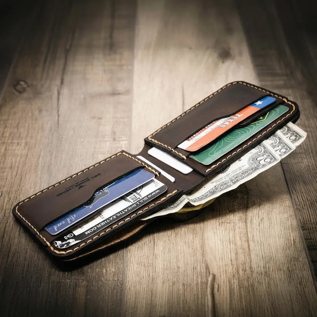 Handmade Full-Grain Leather Bifold Wallet for Men — Western Bifold Wallet