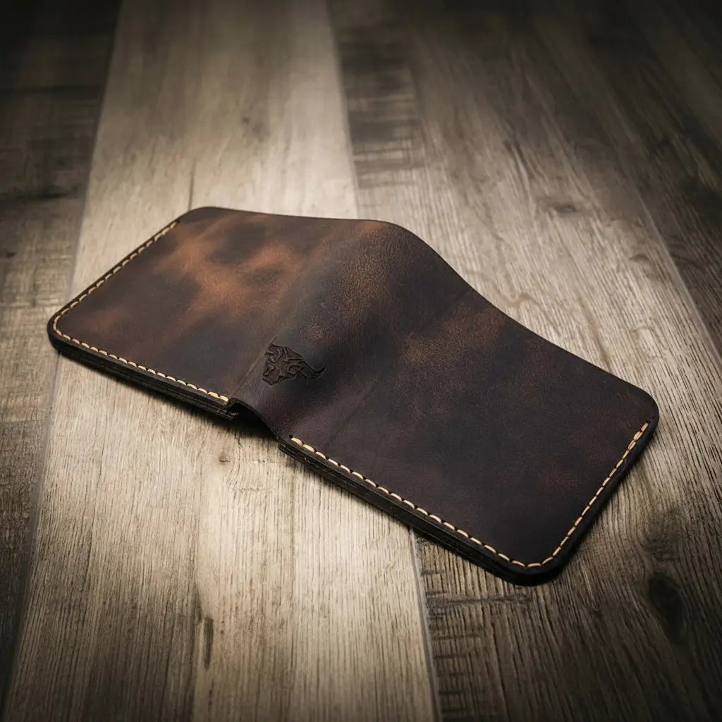 Handmade Full-Grain Leather Badge Bifold Wallet for Law Enforcement — Badge Bifold Wallet