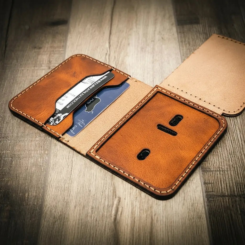 Handmade Full-Grain Leather Badge Wallet for Law Enforcement — Minimalist Badge Wallet