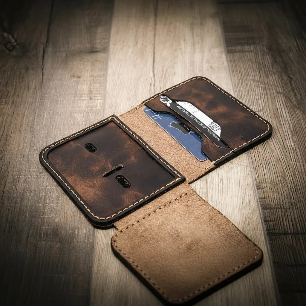 Handmade Full-Grain Leather Badge Wallet for Law Enforcement — Minimalist Badge Wallet