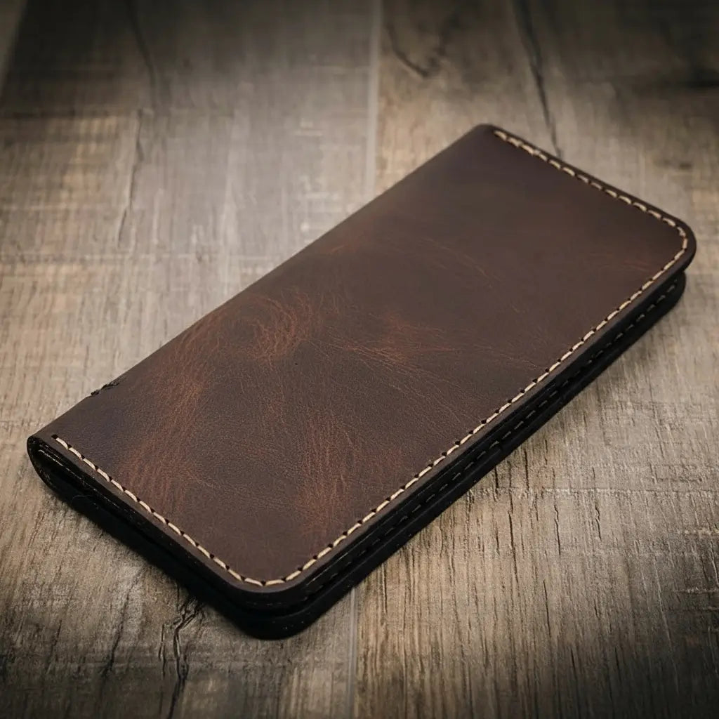 Handmade Full-Grain Leather Long Wallet for Men — The Houstonian Long Wallet