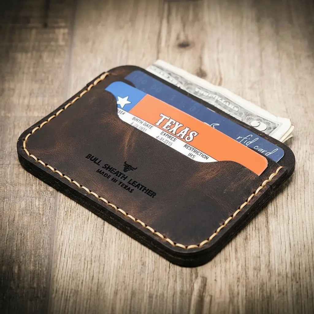 Handmade Full-Grain Leather Wallet — Pflugerville Card Wallet