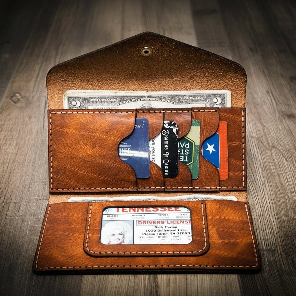 Handmade Full-Grain Leather Wallet — Sugar Land Clutch Wallet