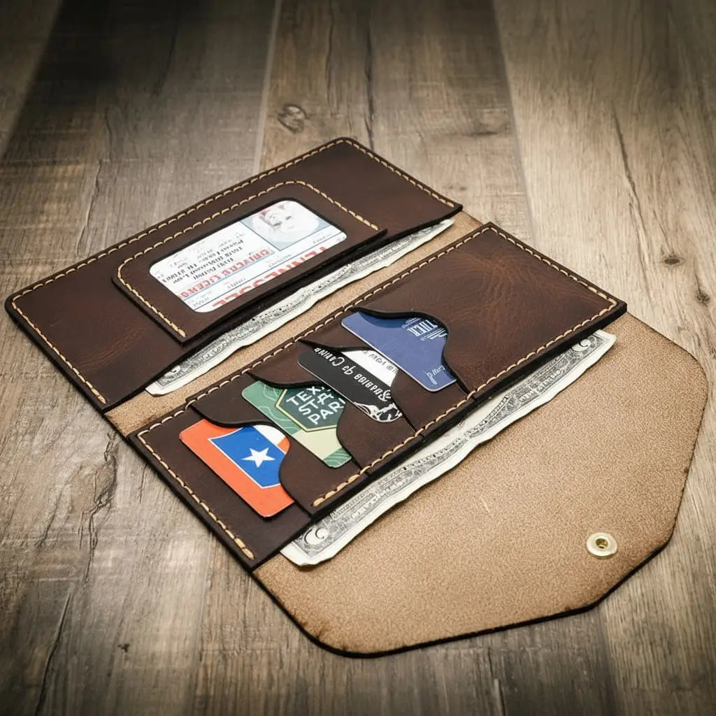 Handmade Full-Grain Leather Wallet — Sugar Land Clutch Wallet