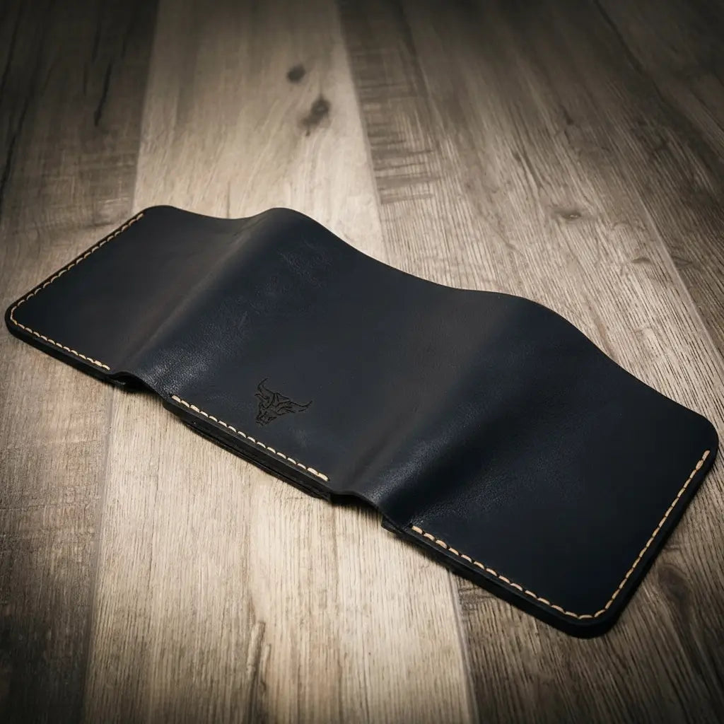 Handmade Full-Grain Leather Badge Trifold Wallet for Law Enforcement — Badge Trifold Wallet
