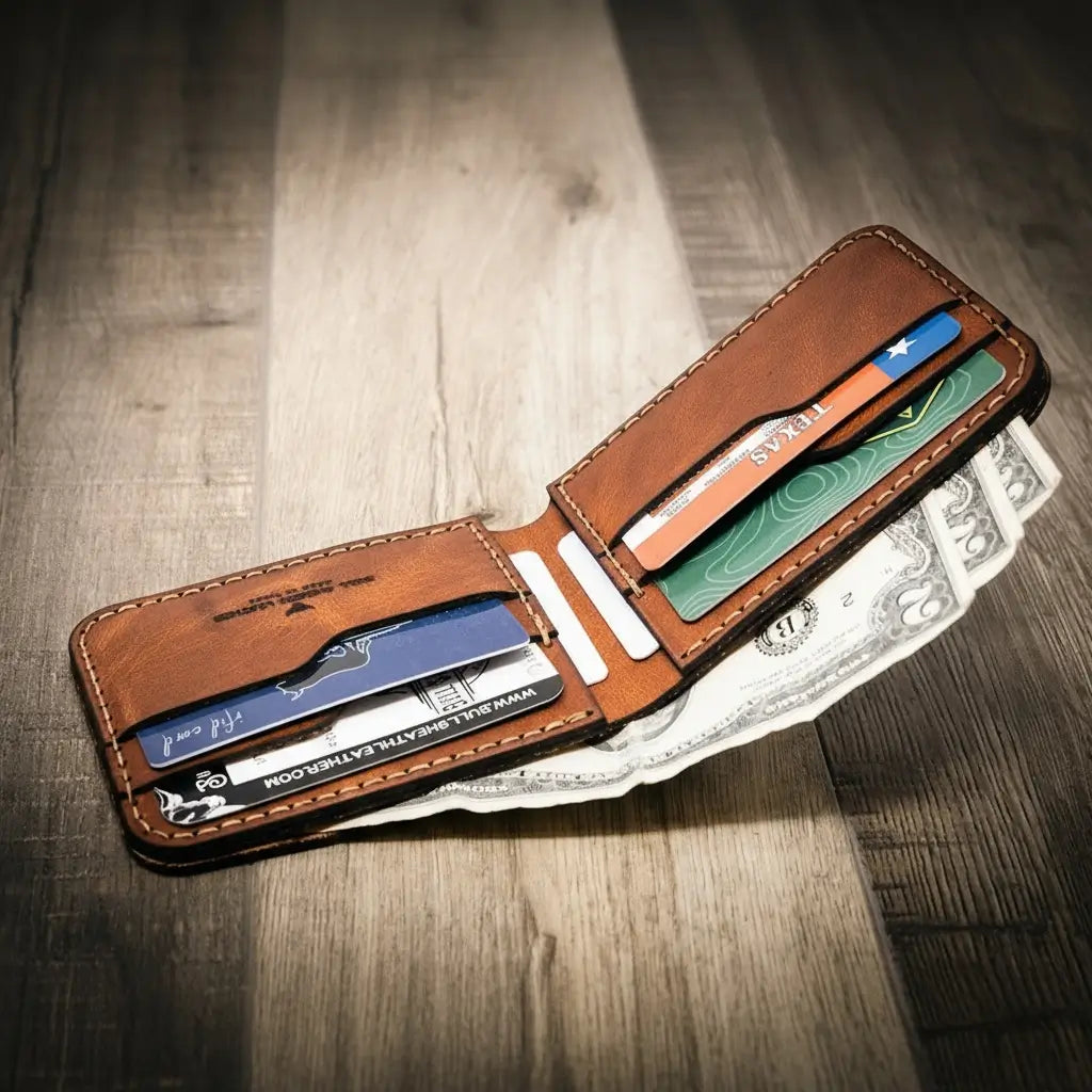 Handmade Full-Grain Leather Bifold Wallet for Men — Western Bifold Wallet