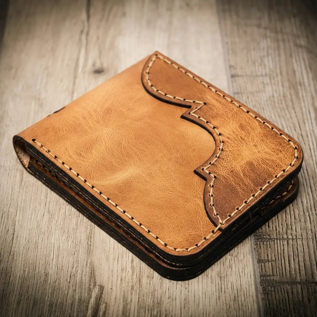 Handmade Full-Grain Leather Bifold Wallet for Men — Western Bifold Wallet