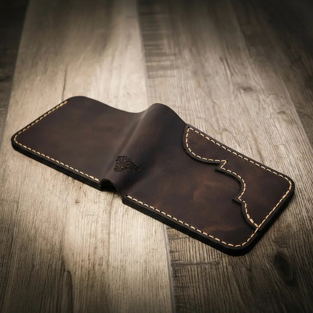 Handmade Full-Grain Leather Bifold Wallet for Men — Western Bifold Wallet