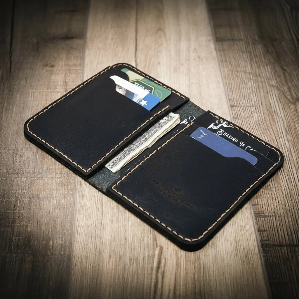 Handmade Full-Grain Leather Vertical Wallet for Men — Western Vertical Wallet