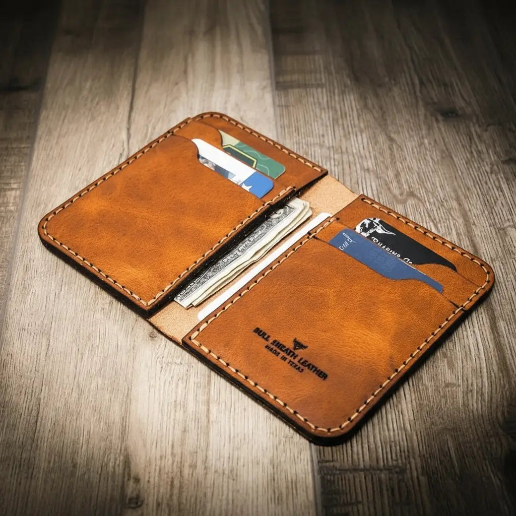 Handmade Full-Grain Leather Vertical Wallet for Men — Western Vertical Wallet