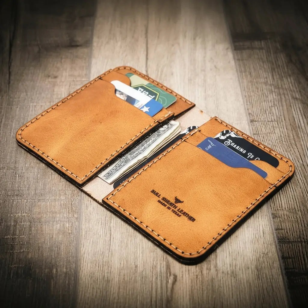Handmade Full-Grain Leather Vertical Wallet for Men — Western Vertical Wallet