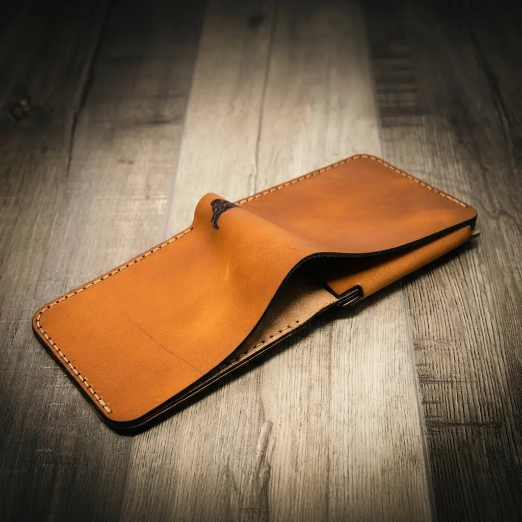 Handmade Full-Grain Leather Badge Bifold Wallet for Law Enforcement — Badge Bifold Wallet