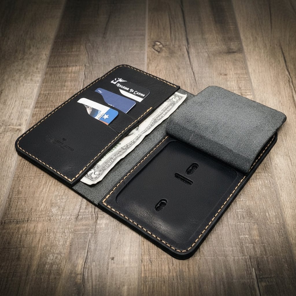 Handmade Full-Grain Leather Badge Long Wallet for Law Enforcement — Badge Long Wallet