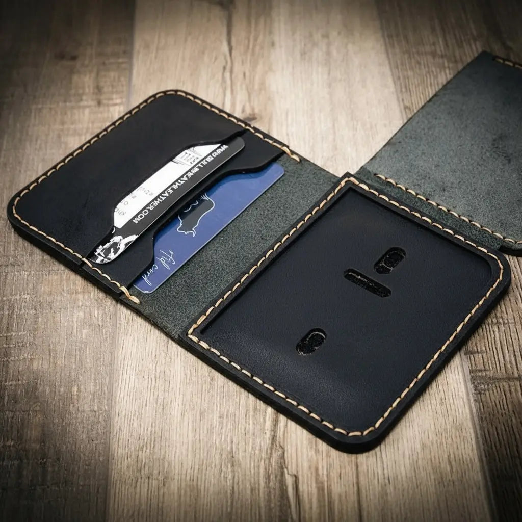 Handmade Full-Grain Leather Badge Wallet for Law Enforcement — Minimalist Badge Wallet