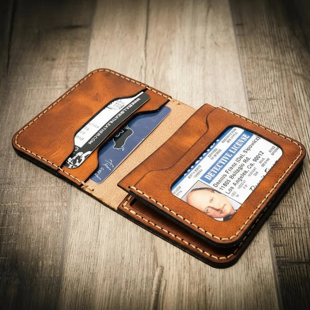 Handmade Full-Grain Leather Badge Wallet for Law Enforcement — Minimalist Badge Wallet