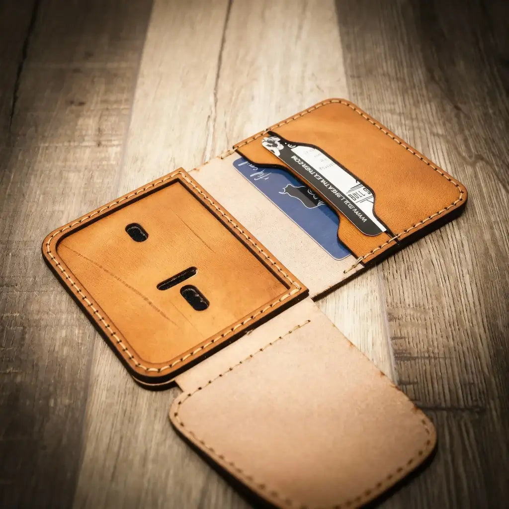 Handmade Full-Grain Leather Badge Wallet for Law Enforcement — Minimalist Badge Wallet