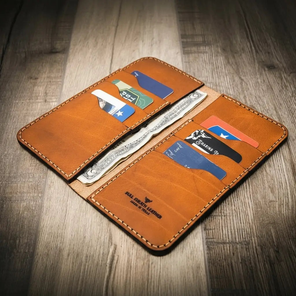 Handmade Full-Grain Leather Long Wallet for Men — The Houstonian Long Wallet