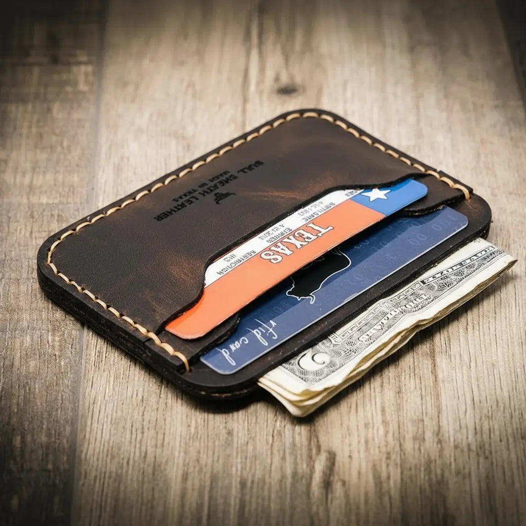 Handmade Full-Grain Leather Wallet — Pflugerville Card Wallet