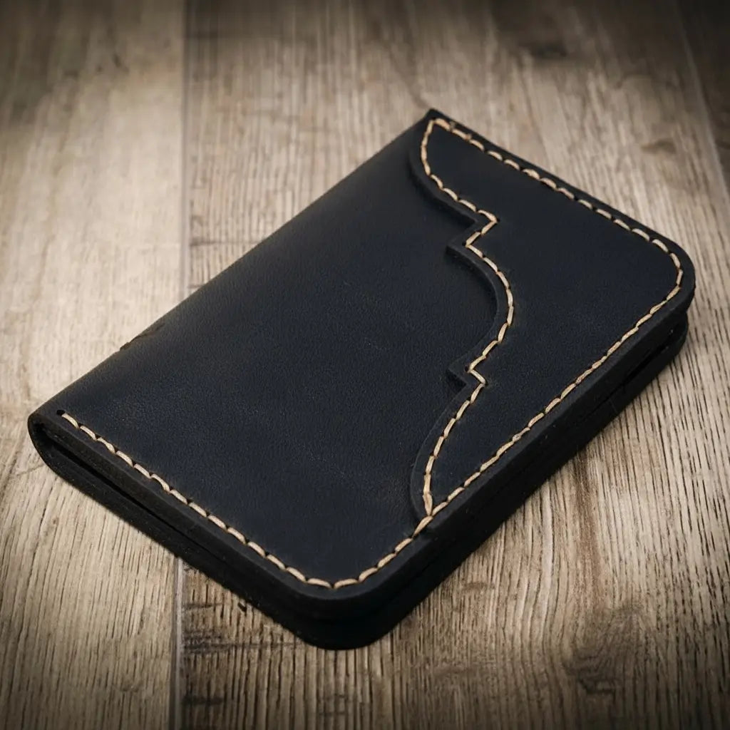 Handmade Full-Grain Leather Vertical Wallet for Men — Western Vertical Wallet
