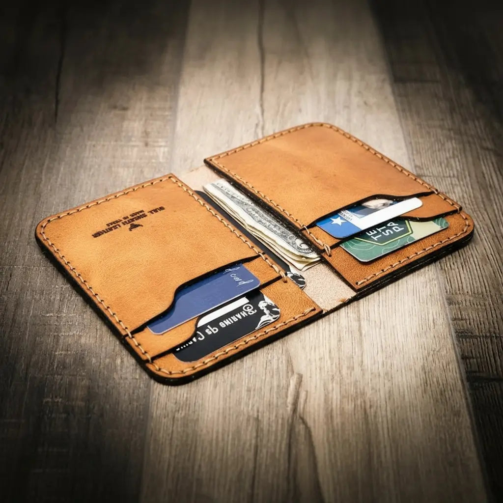 Handmade Full-Grain Leather Vertical Wallet for Men — Western Vertical Wallet