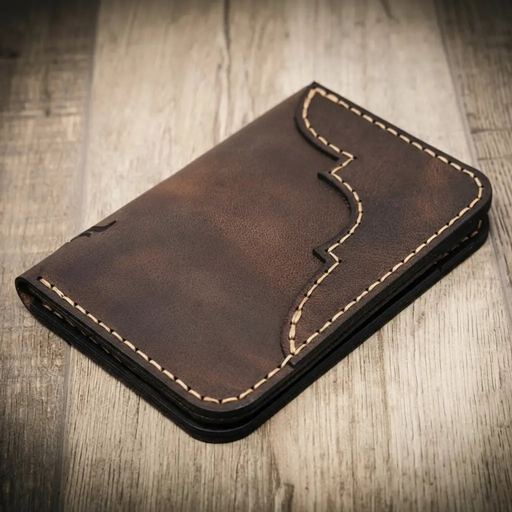 Handmade Full-Grain Leather Vertical Wallet for Men — Western Vertical Wallet