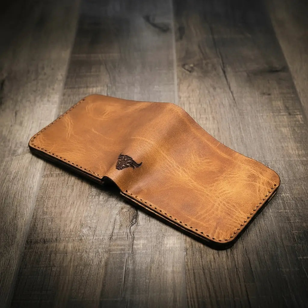 Handmade Full-Grain Leather Badge Bifold Wallet for Law Enforcement — Badge Bifold Wallet