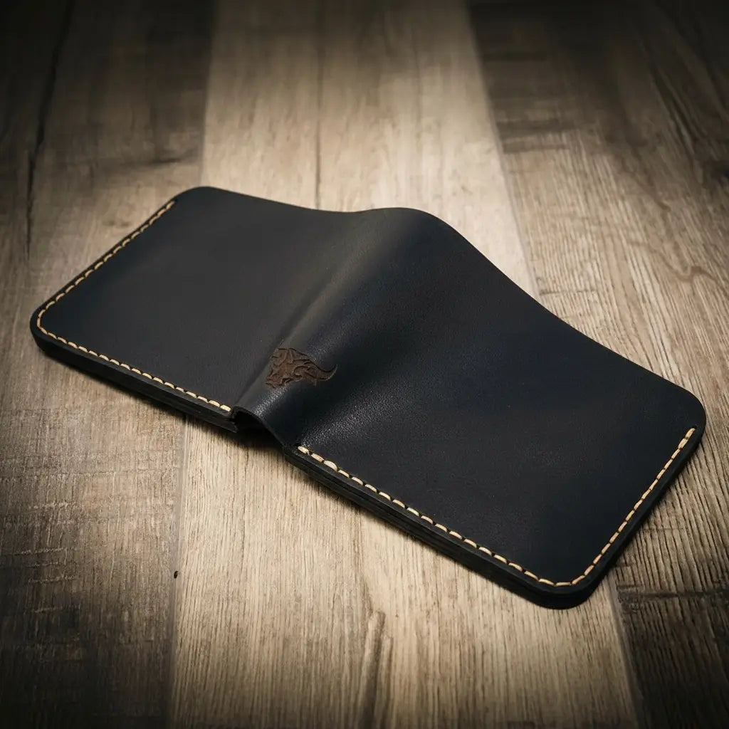 Handmade Full-Grain Leather Badge Bifold Wallet for Law Enforcement — Badge Bifold Wallet
