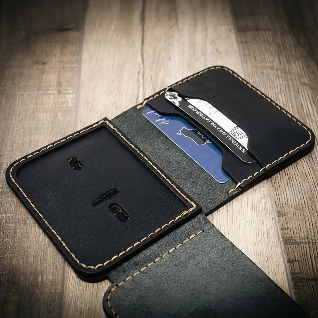 Handmade Full-Grain Leather Badge Wallet for Law Enforcement — Minimalist Badge Wallet