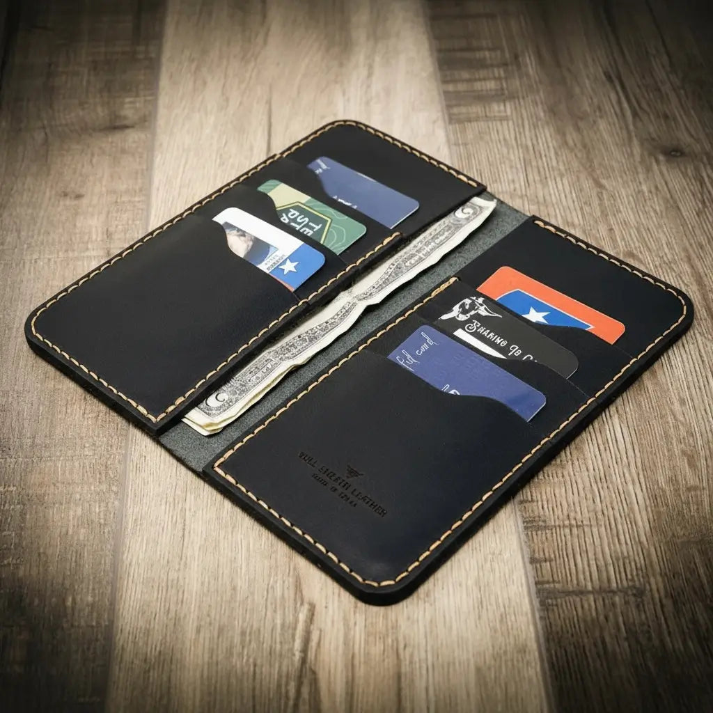 Handmade Full-Grain Leather Long Wallet for Men — The Houstonian Long Wallet