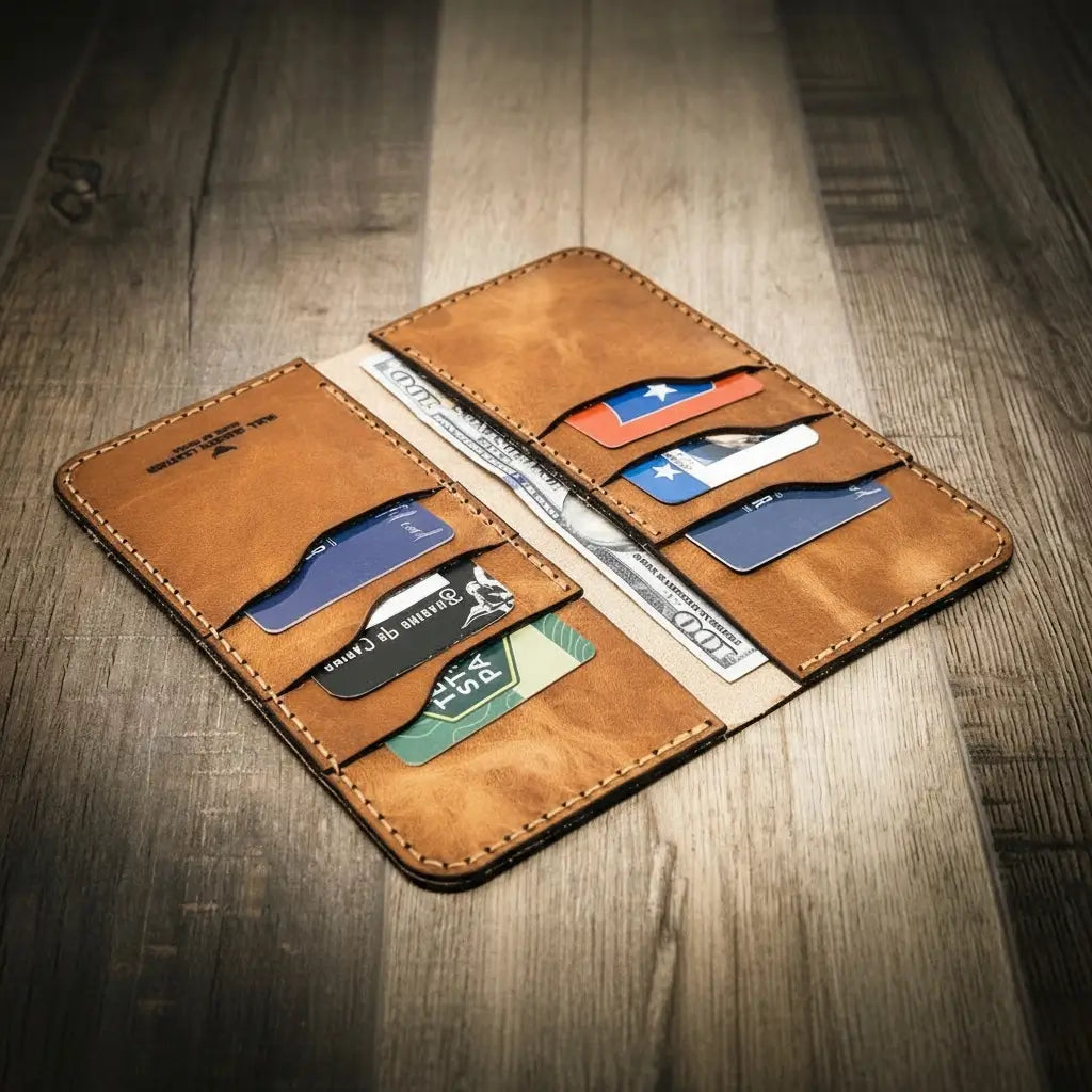 Handmade Full-Grain Leather Long Wallet for Men — The Houstonian Long Wallet