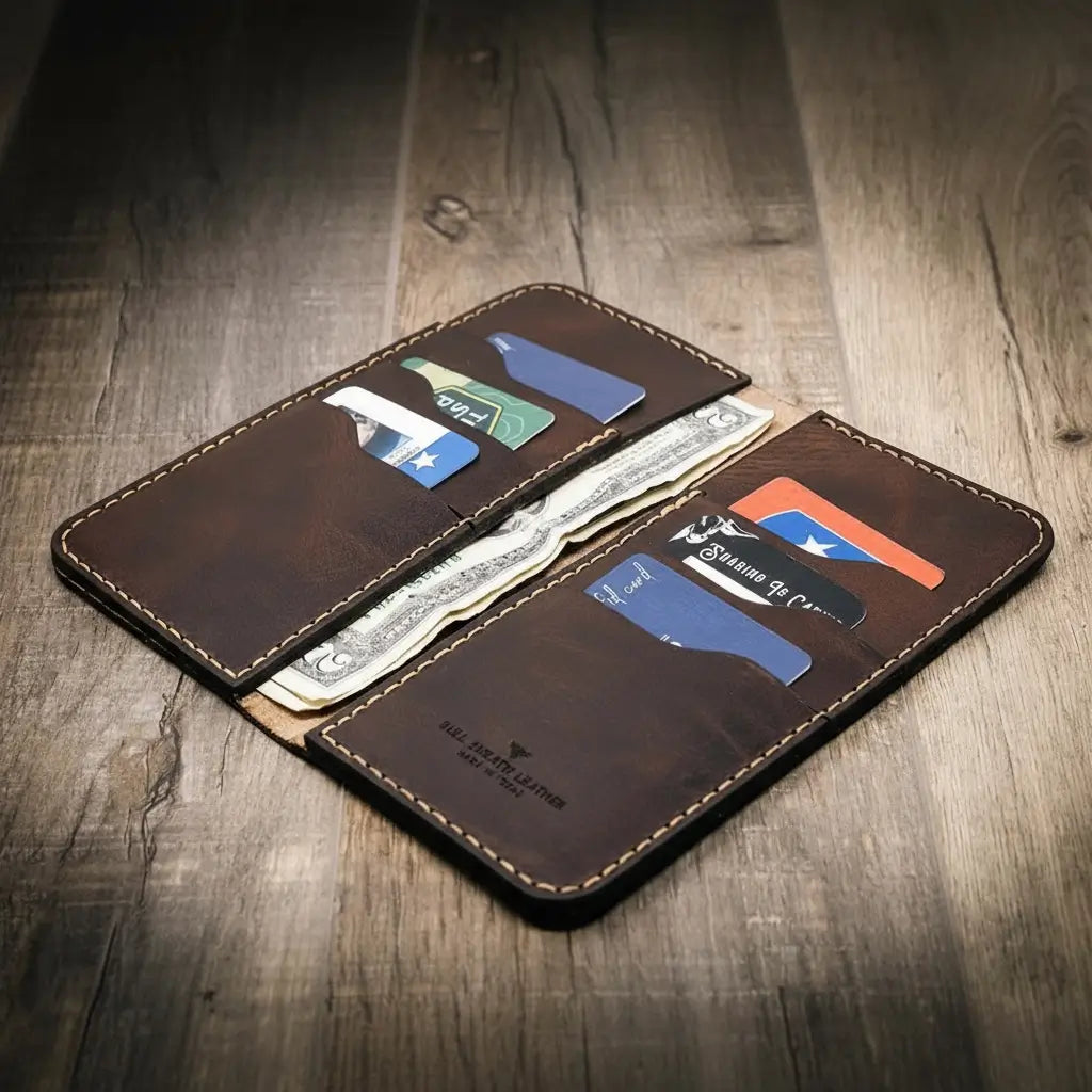 Handmade Full-Grain Leather Long Wallet for Men — The Houstonian Long Wallet