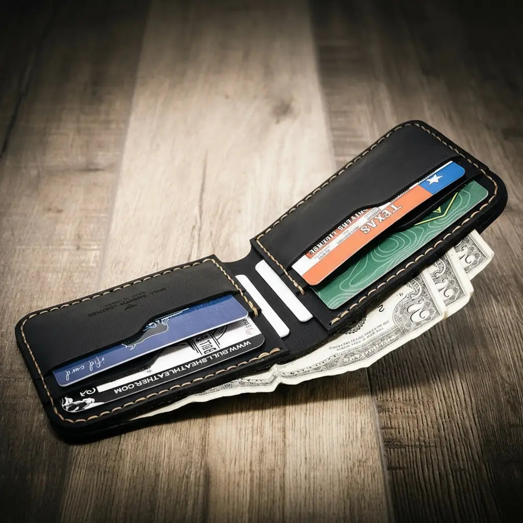 Handmade Full-Grain Leather Bifold Wallet for Men — Western Bifold Wallet