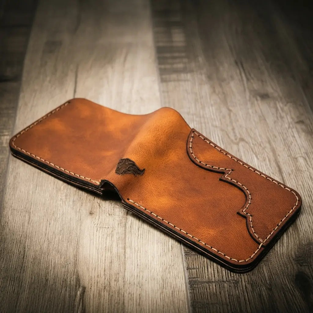 Handmade Full-Grain Leather Bifold Wallet for Men — Western Bifold Wallet