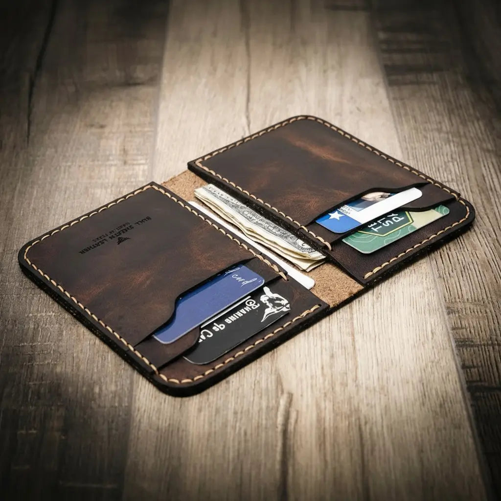 Handmade Full-Grain Leather Vertical Wallet for Men — Western Vertical Wallet