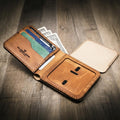 Handmade Full-Grain Leather Badge Bifold Wallet for Law Enforcement — Badge Bifold Wallet