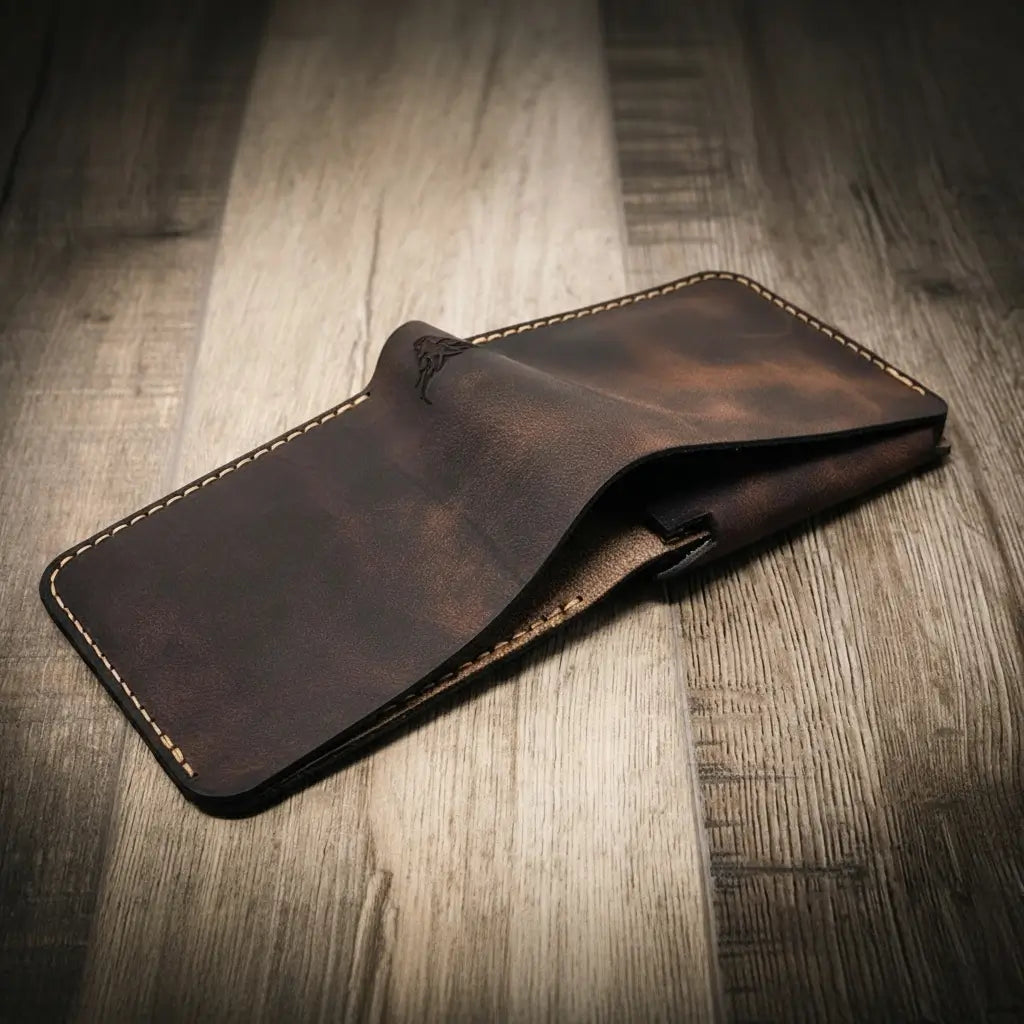 Handmade Full-Grain Leather Badge Bifold Wallet for Law Enforcement — Badge Bifold Wallet