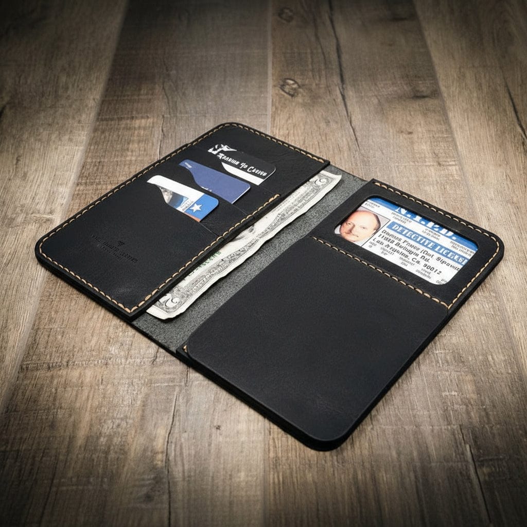 Handmade Full-Grain Leather Badge Long Wallet for Law Enforcement — Badge Long Wallet
