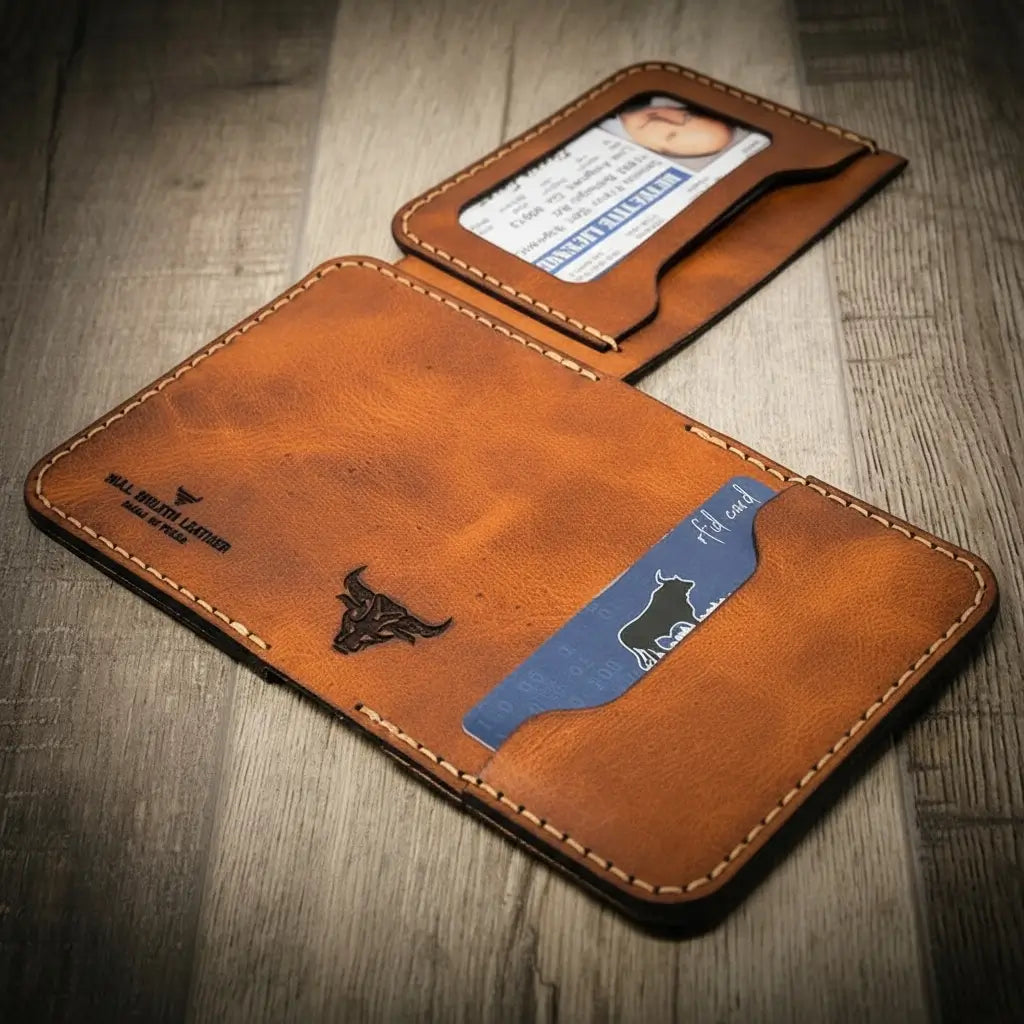 Handmade Full-Grain Leather Badge Wallet for Law Enforcement — Minimalist Badge Wallet