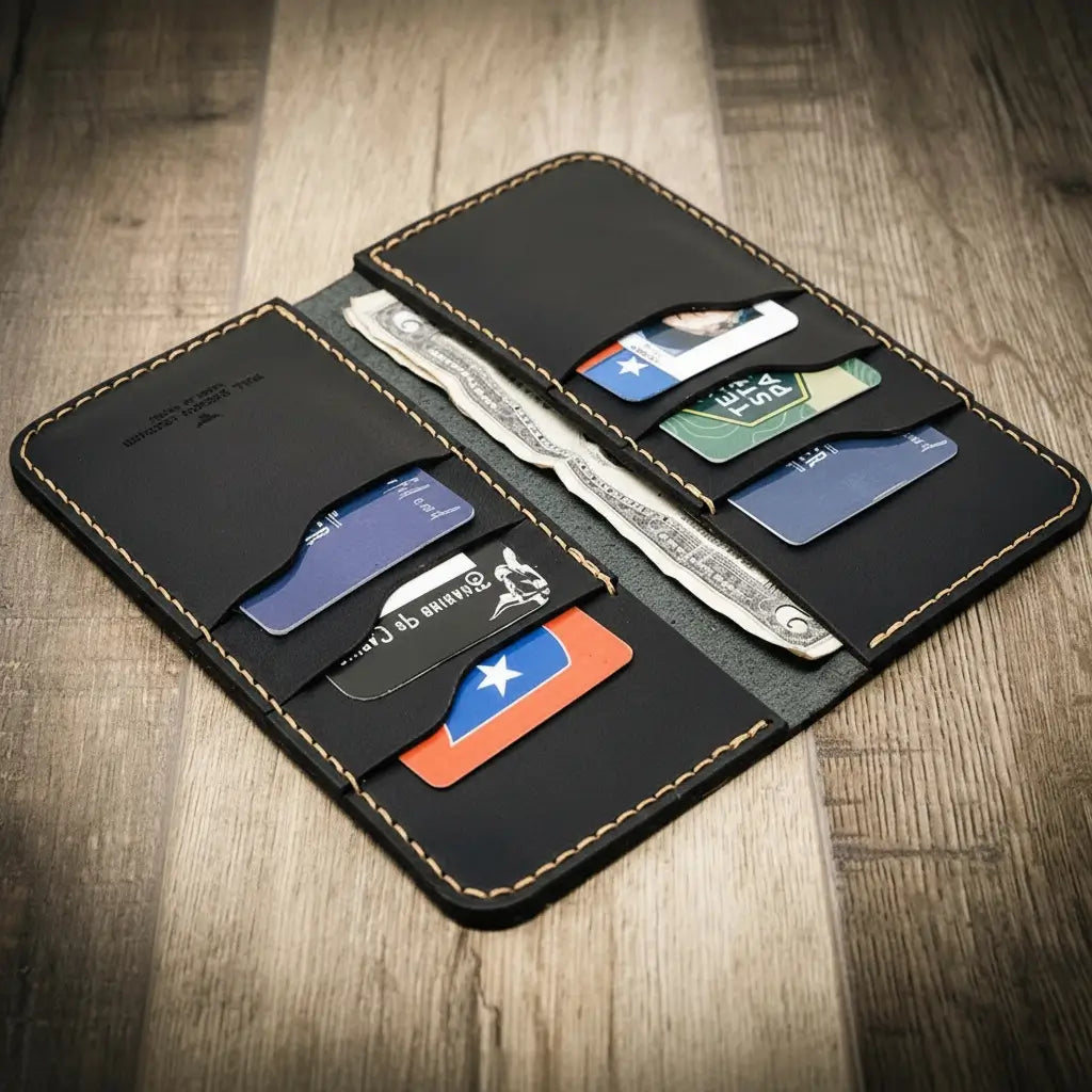 Handmade Full-Grain Leather Long Wallet for Men — The Houstonian Long Wallet