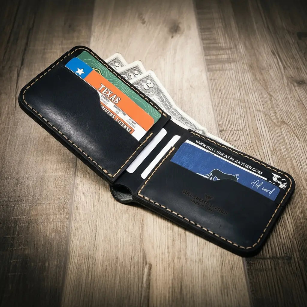 Handmade Full-Grain Leather Bifold Wallet for Men — Western Bifold Wallet