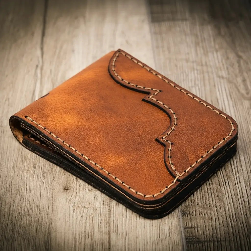 Handmade Full-Grain Leather Bifold Wallet for Men — Western Bifold Wallet