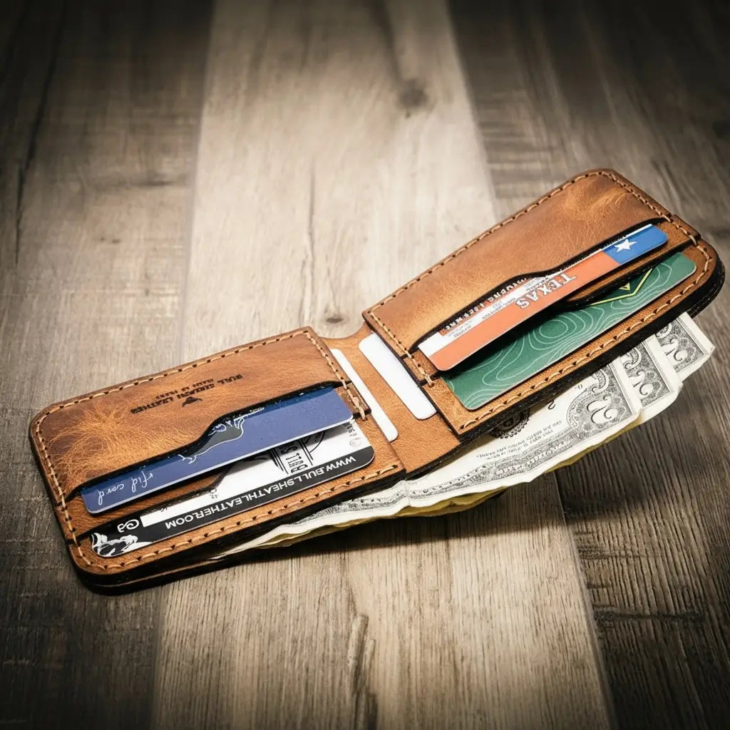 Handmade Full-Grain Leather Bifold Wallet for Men — Western Bifold Wallet