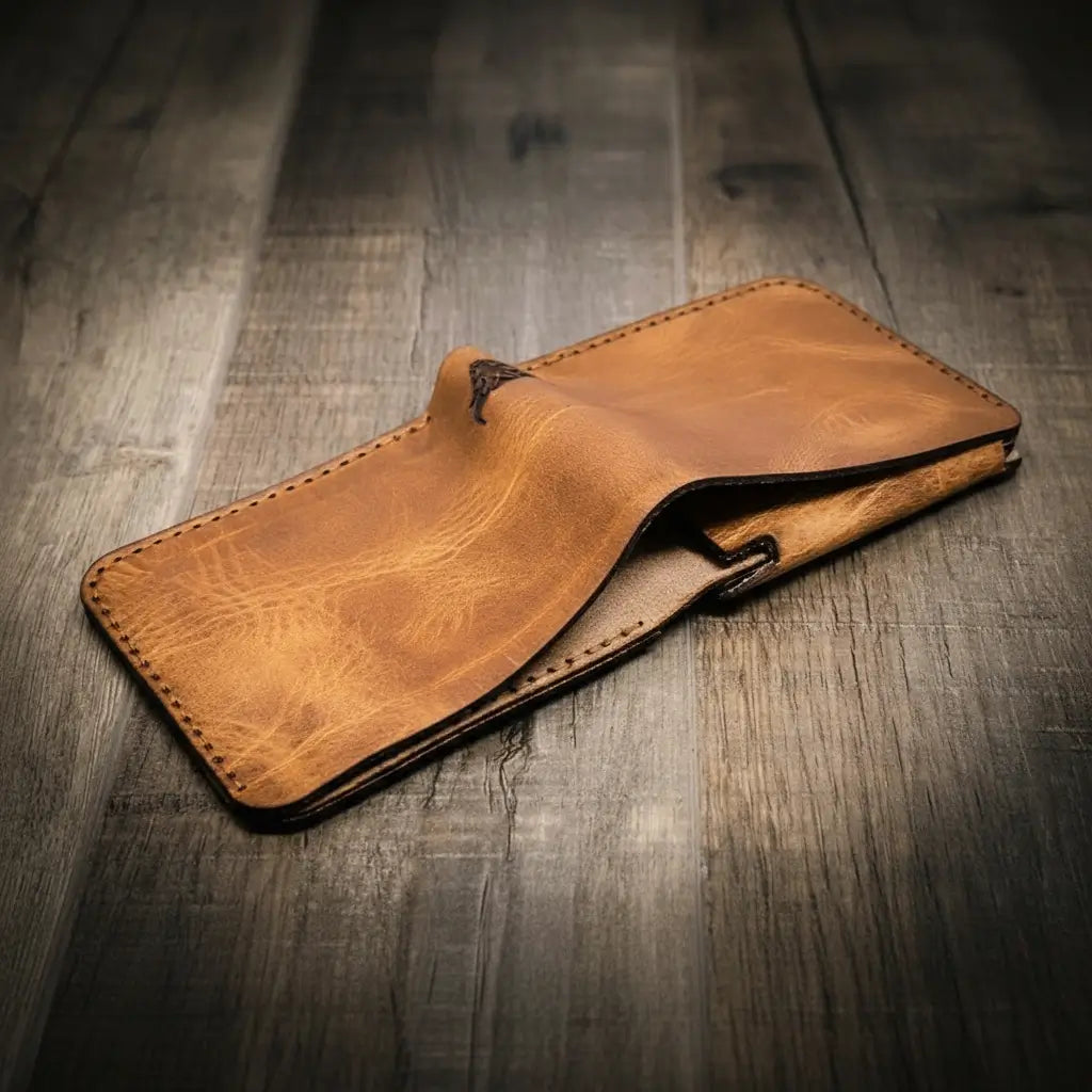 Handmade Full-Grain Leather Badge Bifold Wallet for Law Enforcement — Badge Bifold Wallet